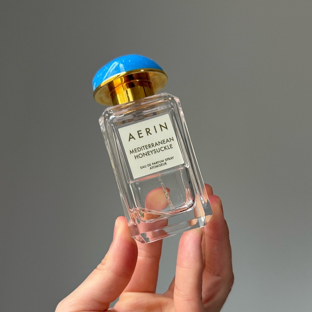 Aerin EMPTY Perfume Bottle Mediterranean Honeysuckle Blue & Gold Cap